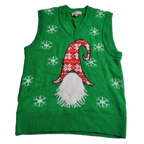 Poof Merry Christmas‎ Sweater Vest Women's Medium - Picture 1 of 6